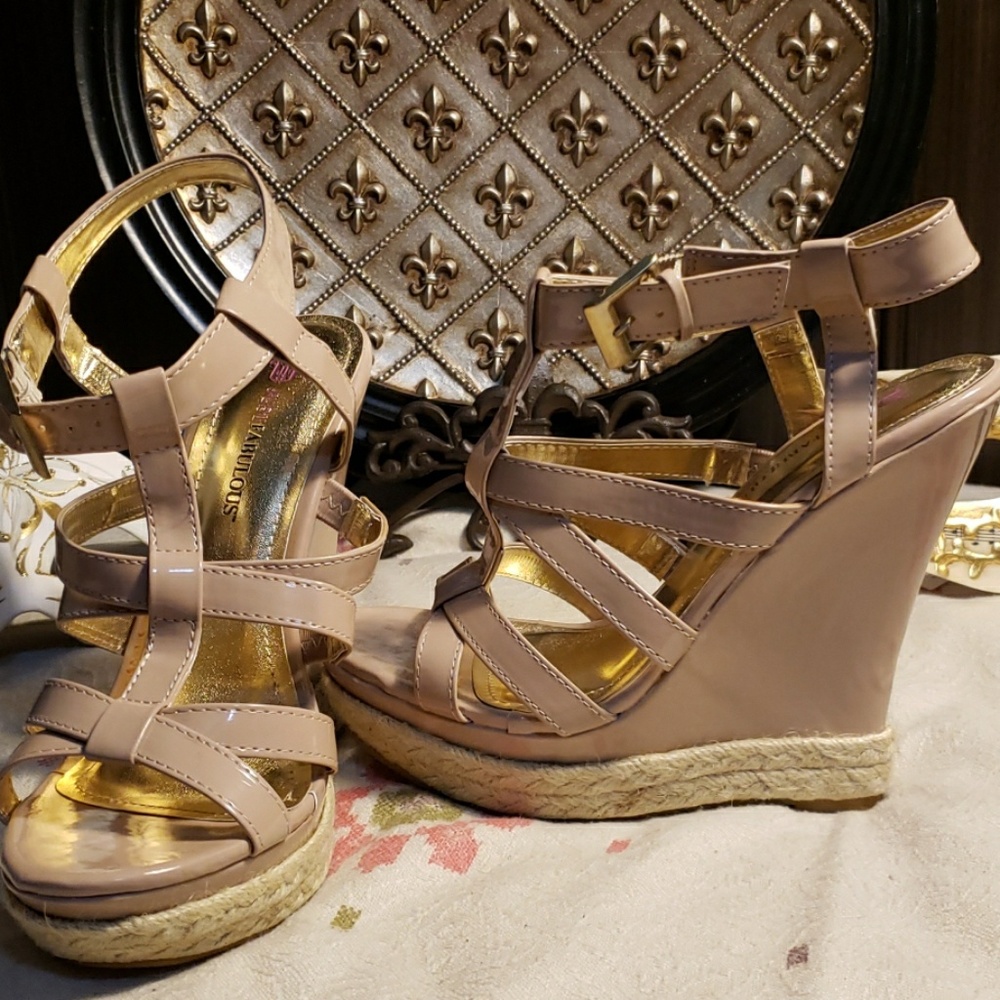 Just fabulous wedge tan sandals